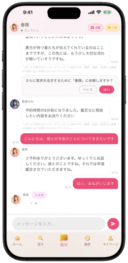 通常鑑定の画面