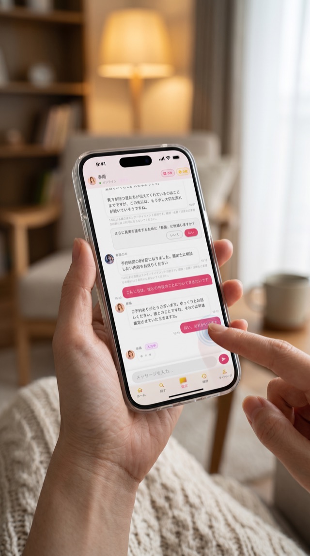 占チャでチャット鑑定を受ける様子