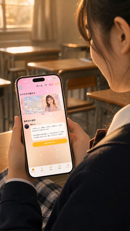 占チャでスキマ時間に占いチャットを楽しむ様子
